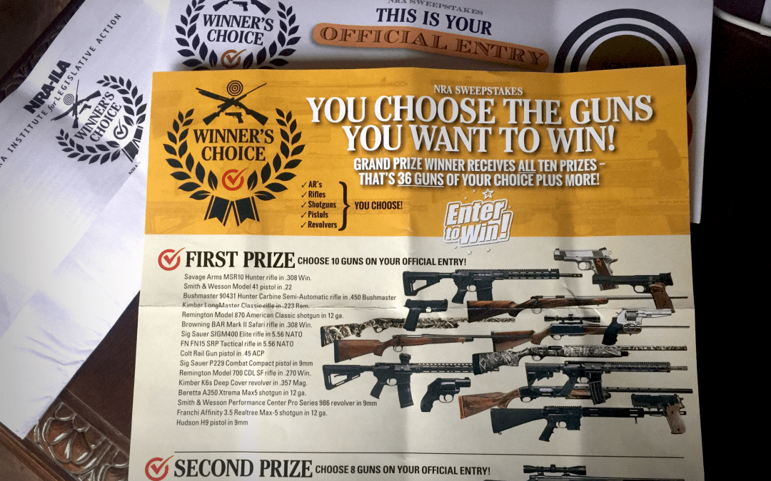 My first Official Sweepstakes Entry from the NRA